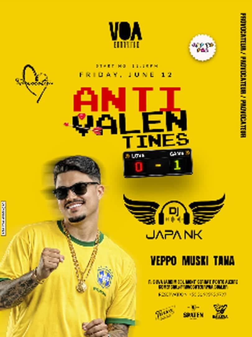 Poster do evento Anti Valentines c/ Japa NK em Provocateur, Porto Alegre, RS